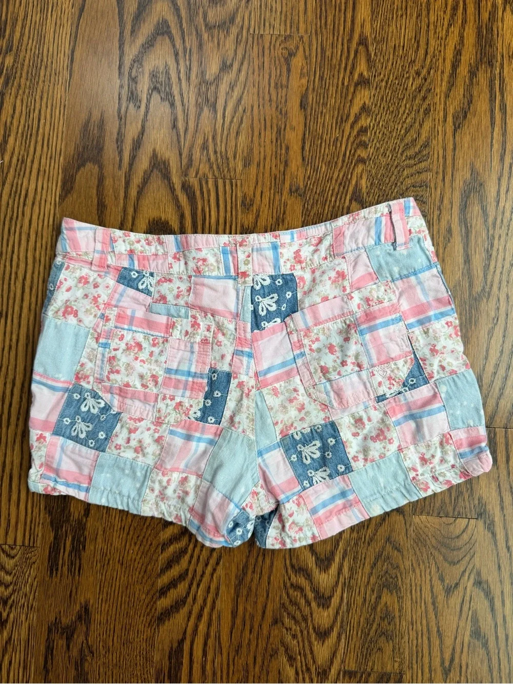 Justice Girl’s Patchwork Floral Cotton Shorts - Pink Blue